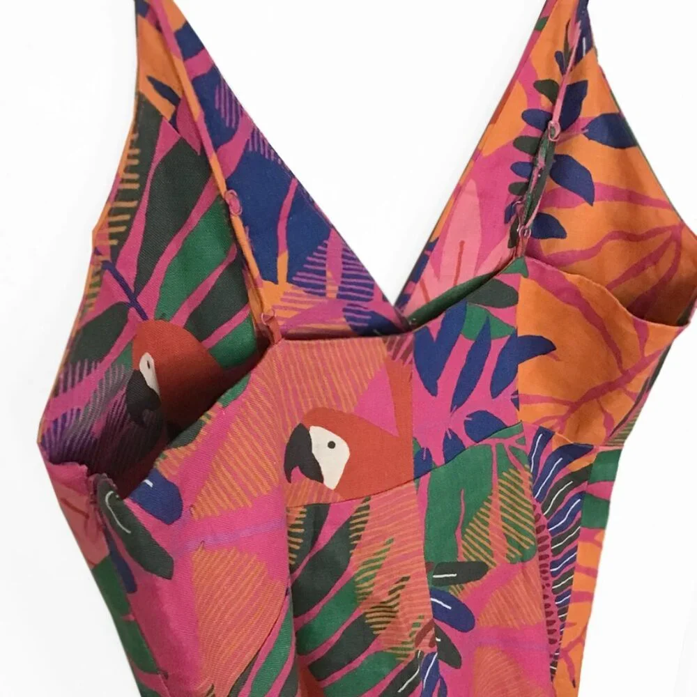 FARM RIO Macaw Side Buttons Mini Dress Multi - Picture 9 of 16